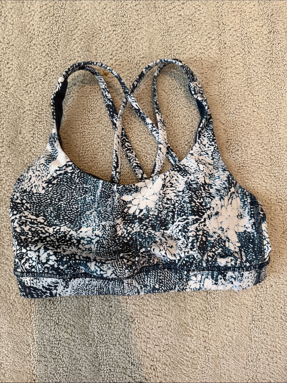 Lulu lemon energy blue & white Strappy Sports Bra